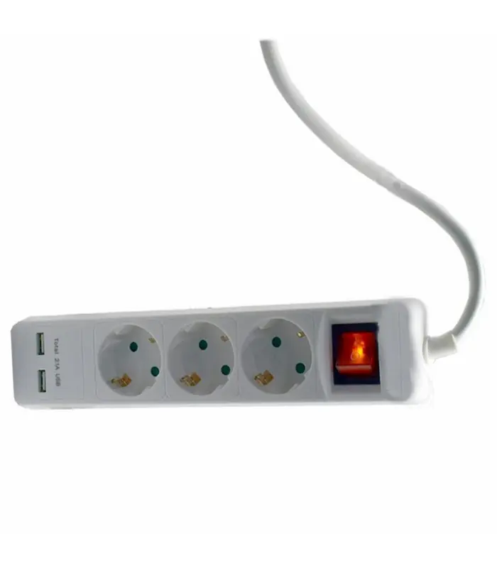 Alta Calidad BASE REGLETA 3 ENCHUFES CON 2 PUERTOS USB 3B-USB