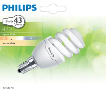 Envío Inmediato Bombilla espiral mini bajo consumo Philips 8W E14