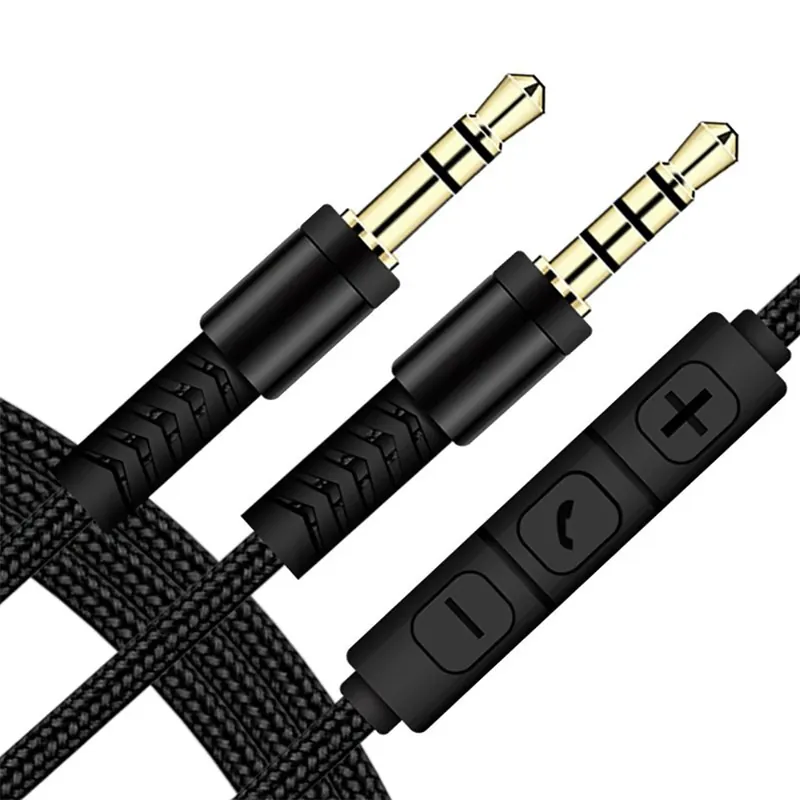 Oferta Especial Cable Auxiliar Micrófono Jack Control Volumen 1.2 Metros Negro