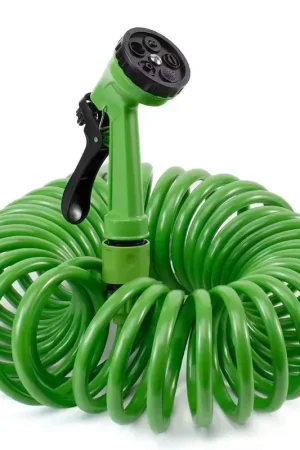 Alta Calidad Manguera En Espiral Extensible Hasta 7.5 Metros Incluye Pistola Verde