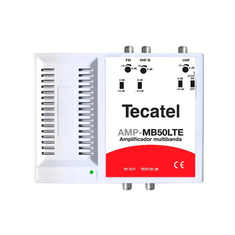 Stock Limitado Central Amplificación, 50dB, 3 Entradas, FM,VHF-III,UHF LTE 700 Blanco