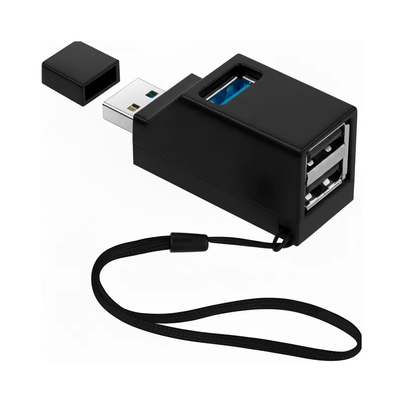 Mini Hub 3 Puertos 2 USB 2.0 Mas 1 USB 3.0 Negro Rebajas